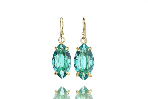 Boucles d'oreilles tourmaline bleue en vermeil or 18k d'exception
