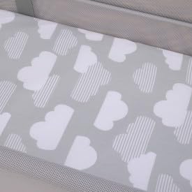 Image of Skip Hop Cozy-Up 2-in-1 Bedside Sleeper Grey and White Clouds 100% Cotton Fitted Bassinet Sheet