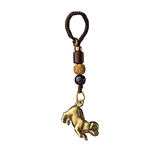 Porte-clés chien du zodiaque en laiton pour décorer votre trousseau ou voiture