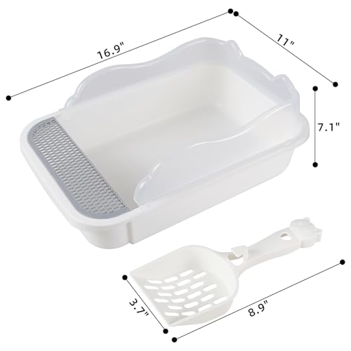 Caja de arena cubierta para gatos mediana con pala miniatura 4