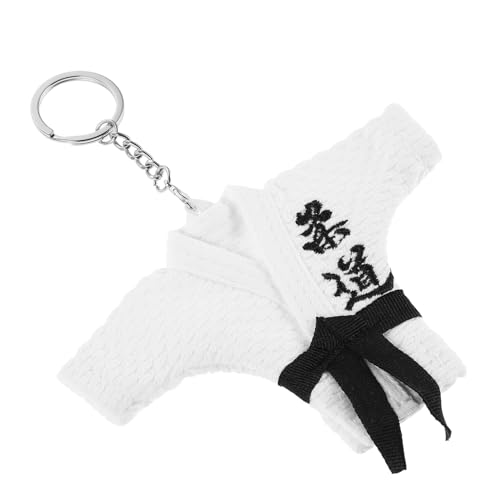 Mikikit Llavero de Karate Blanco Diseño de Uniforme de Artes Marciales Colgante Pequeño para Amantes del Karate Obsequio Temático para Graduación y Cumpleaños