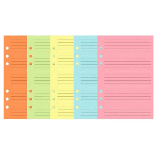 Mogoostry 2 Pack A5 Lined Filler Paper 5 Colors Loose Leaf Paper Refills