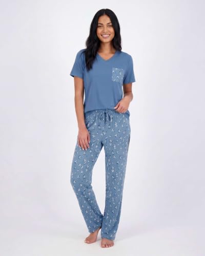 Image of Real Essentials 2 Pack: Women's Comfy Pajama Sets - Short Sleeve Ladies Loungewear Sleepwear PJs (Available In Plus)
