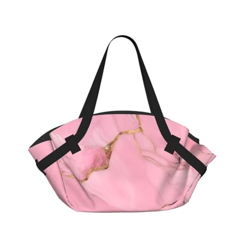 Sac de voyage pliable rose effet marbre avec tapis de camping pour plage