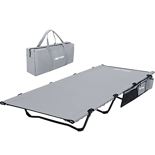 Heytrip Extra-Wide Folding Camping Cot, Quiet Sleeping Cot With Side Pocket, Camping Bed Support 500Lb, Lightweight Folding Cot With Camp Cot Carry Bag, Backpacking Cots For Adults Car Camping Outdoor #TOP30