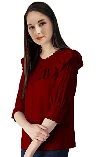 Image of Girls /Women Cuffed Sleeves Solid Shirt Style top-102