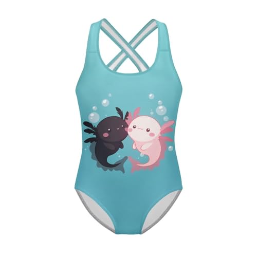 Image of WELLFLYHOM Girls Swimsuit 5-14 Cross Back Swimwear Full Coverage One Piece Bathing Suit Sleeveless Beachwear