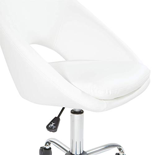 Osp Home Furnishings Milo Office Chair,Adjustable Height, Engineered Wood, Faux Leather, Chrome, Fabric, White #TOP7