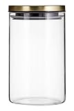 Premier Housewares Freska Rnd CLR Vorratsglas, 950 ml, goldfarbener Metalldeckel