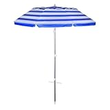 Bayside21 6.5ft Outdoor Beach Umbrella with Tilt,Sand Anchor and UV50+ Sun Protection, Lightweight & Twice Folded Portable, Perfect for Beach, Camping, Sports, Pool,Gardens and Balcony,Royal Blue White Stripe