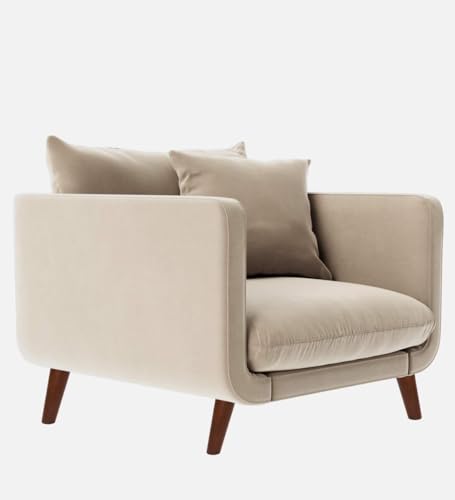Image of Rejol Velvet 1-Seater Sofa Luxurious Comfort for Living Rooms and Offices (Cream, Armchair)