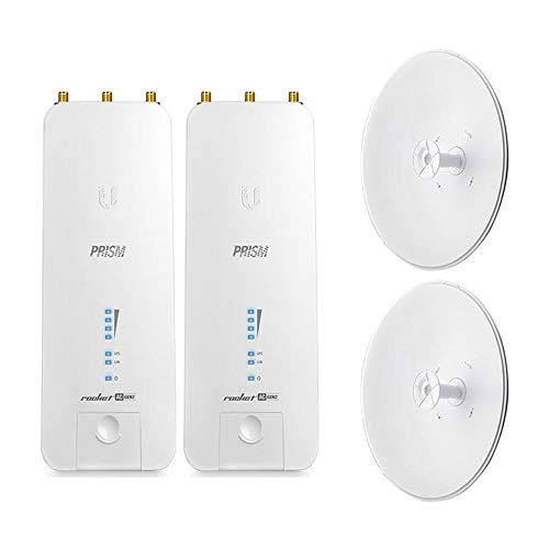 Rocket AC Gen2 RP-5AC-GEN2-US 2 Units 5GHz airPrism Radio BaseStation with RocketDish LW RD-5G30-LW 2 Units 30 dBi 5GHz Lightweight airMAX 2x2 Point-to-Point Bridge Dish Antenna