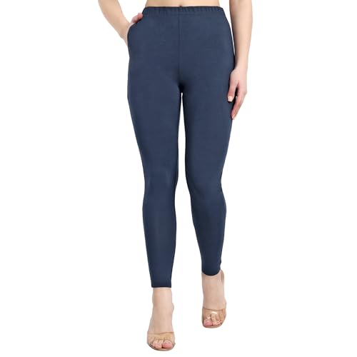 Image of ONE SKY Women Full Length Leggings | Cotton Modal Spandex Blend | High Waist Stretchable & Bio-Washed Fabric | Colour-Lock Technology | Comfortable Leggings for Women