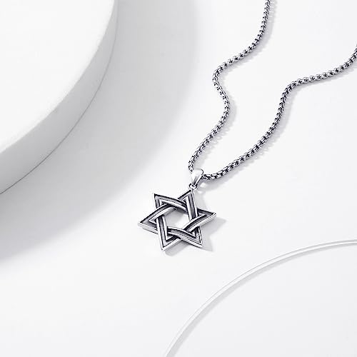 925 Sterling Silver Jewish Star of David Necklace with Stainless Steel Chain3