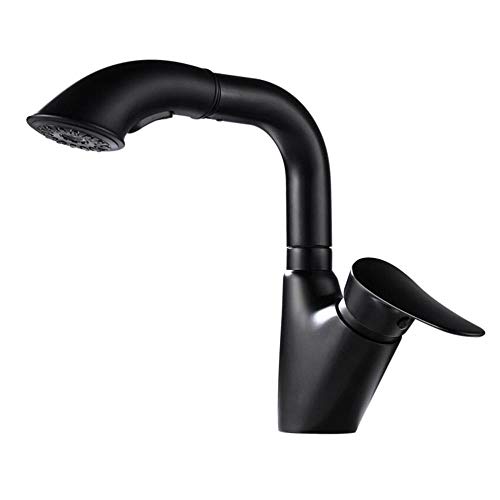 Mitigeur de salle de bain noir monotrou au design télescopique épuré