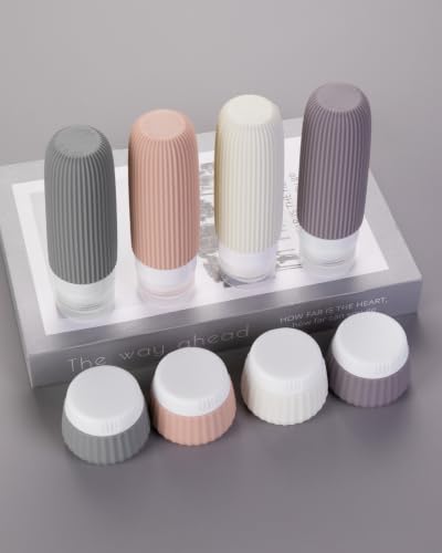 Image of Mrsdry Travel Bottles for Toiletries 8 Pack, Tsa Approved Travel Size Toiletries 3 oz, Travel Containers for Toiletries, with Clear Bag, Leak Proof Silicone Squeezable Travel Essentials Creams Jars