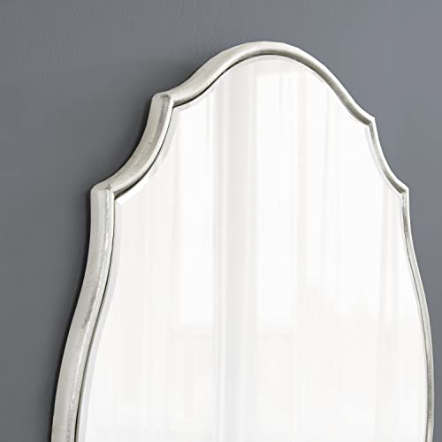 Kate and Laurel Leanna Modern Scalloped Wall Mirror, 18 x 24, Silver, Glam Oval Mirror for Wall by Kate and Laurel - Image 3