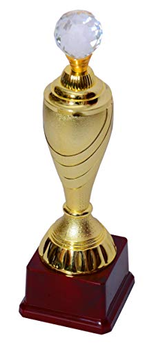 Image of Crystal Globe Trophies Shield for Winners Party Celebrations Ceremony Appreciation Gift for Winners Gold /Brown Cup Trophy Award for School Sport Academy for Teachers and Students