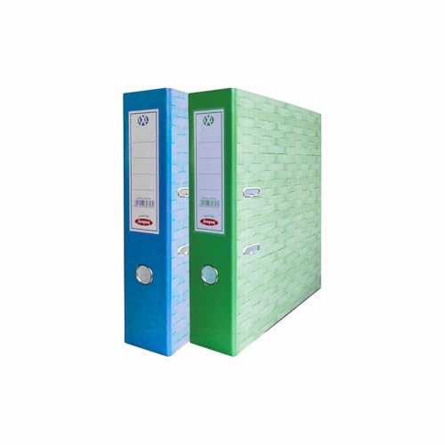 Anupam Excel - Archivador de palanca N4-31 x 35 x 8 cm, cubierta tejida impresa, caja con clip en forma de U, agujero de agarre para los dedos, protector de borde de metal para oficina, escuela