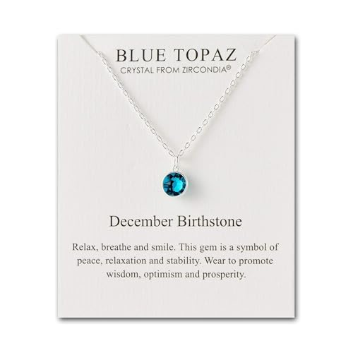 Philip Jones Collier de Pierre de Naissance de décembre (Topaze Bleue) créé avec des Cristaux de Zircondia®