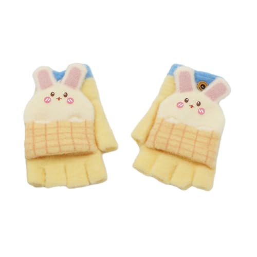 1 Pair Kids Convertible Gloves Split Finger Fingerless Gloves Warm Lid Mittens for Fall Winter Outdoor Activity - Main Image