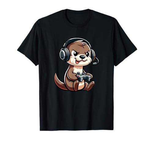 Lindo Otter Gamer Videojuegos Divertidos Niños Niñas Niños Camiseta