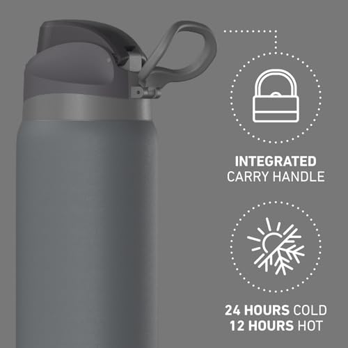 Hydrapeak Oasis 32oz Botella de Agua Aislada con Tapa de Bloqueo y Asa, Vaso de Viaje a Prueba de Fugas de Acero Inoxidable para Escuela, Dormitorio, Gimnasio y Hidratación Diaria (Grey Matter) miniatura 3