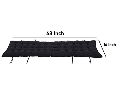 Image of Pum Pum Super Comfy Long Rocking Chair Cushion /Bench Back Seat Pad - Cotton, Handmade Quilts,(18X48 Inch,Black)