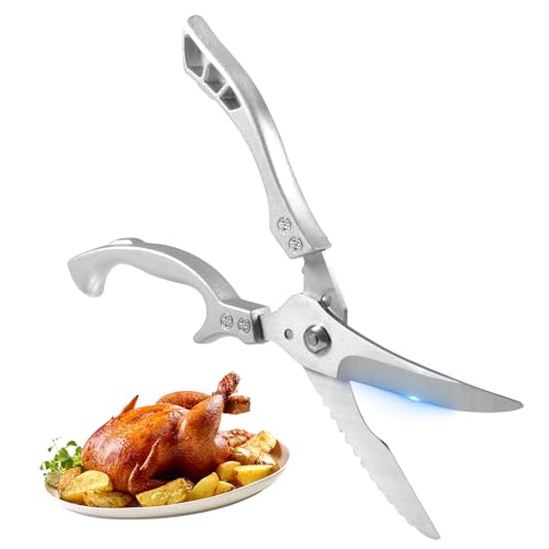 Geflügelschere Profi, Fleischschere, Geflügelschere, Küchenschere, Geflügelscheren Testsieger, Geflügelschere Edelstahl Profi, Multifunktionale Küchenschere, für Fleisch, Fisch, Hänchen, Gemüse