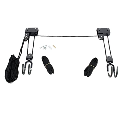 WilTec Système de Levage Universel pour Canoës Kayaks - Charge Max. 45 kg - Palan Poulie Treuil pour Suspension Plafond - Ascenseur de vélo, matériel de...