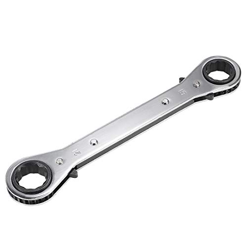 sourcing map Reversible Ratcheting Wrench, 19mm x 21mm Double Box End, Cr-V