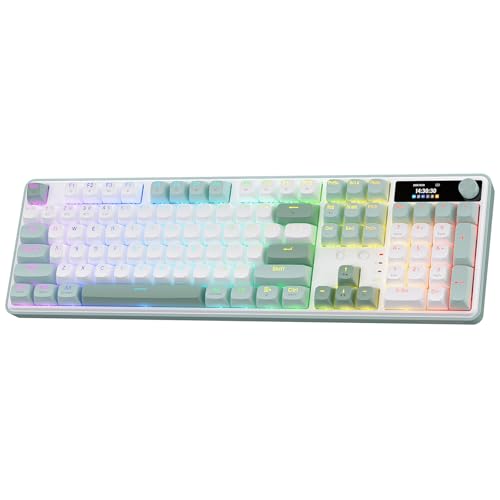 Image of Redragon K761 Wireless Gasket Gaming Keyboard w /Hype Screen & Knob, 104 Keys Mechanical Keyboard, Easy-Control 1.26'' TFT Info Display, 5-Layer Noise Dampening, Custom Linear Switch, Jade Cloud Color