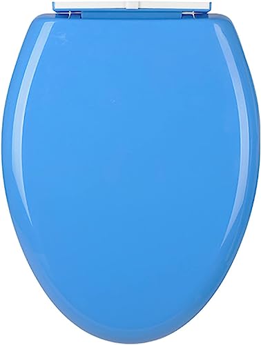 Abattant de toilettes de forme en V allongé bleu 47 cm confortable et épais