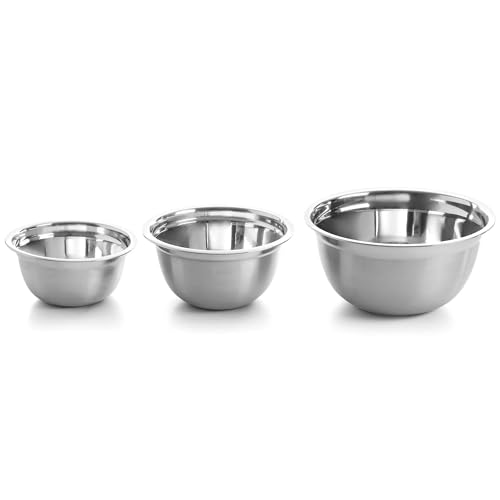 Image of Shiyon Stainless Steel Mixing Bowls Set Without Lid-Silver (3 Bowl Set)
