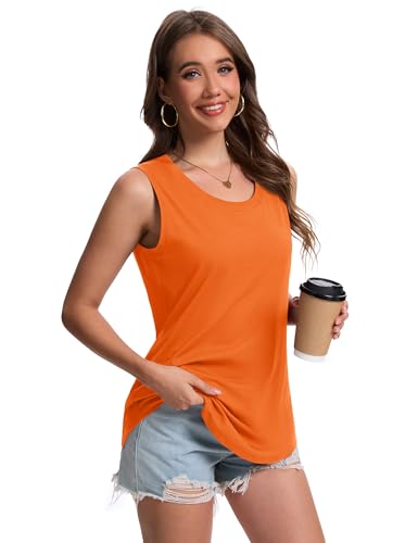 YUCOLEN Women's Tank Tops Summer UPF 50+ Sun Protection Scoop Neck Curved Hem Casual Sleeveless Tops2