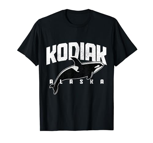 Kodiak Alaska Orca Wale Souvenir Pride Vintage Maglietta