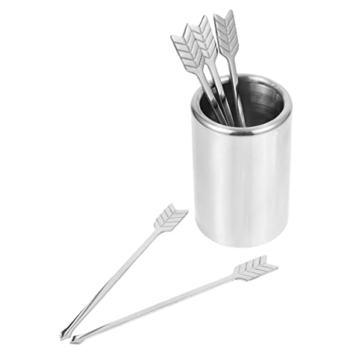 ABOOFAN 1Set Stainless Steel Fruit Fork with Storage Holder Appetizer Picks for Parties and Events Elegant Design for Snacks Desserts and Drinks Smooth Finish