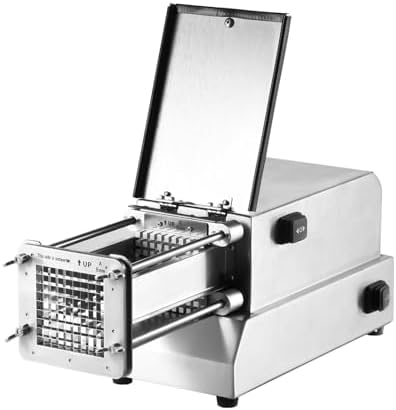 Stainless Steel Potato Fries Cutter - Multifunctional French Fry Slicer with 3 Blades & Lid for Commercial & Home Use | Easy Potato Chopper for Perfect Fries