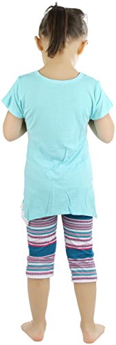Image of ToBeInStyle Girl's 2 Piece Outfit Top & Leggings Set Casual Graphic Shirt Capri Pants