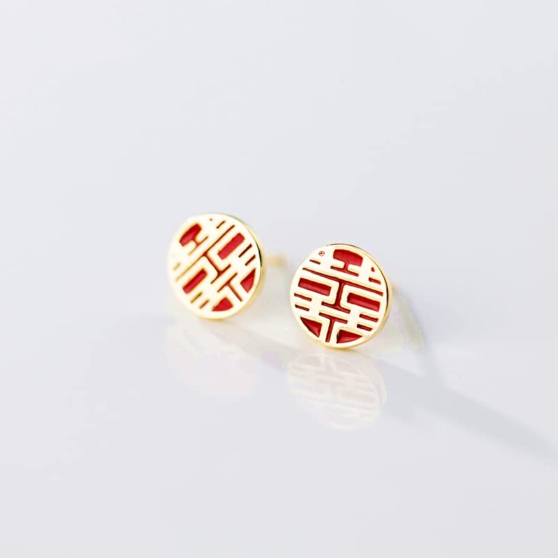 Boucles d'oreilles argent 925 rouge rétro chic pour mariage