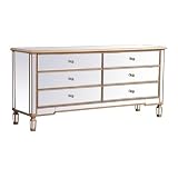 Elegant Decor Contempo 72' Metal and MDF Mirrored Dresser in Antique Gold
