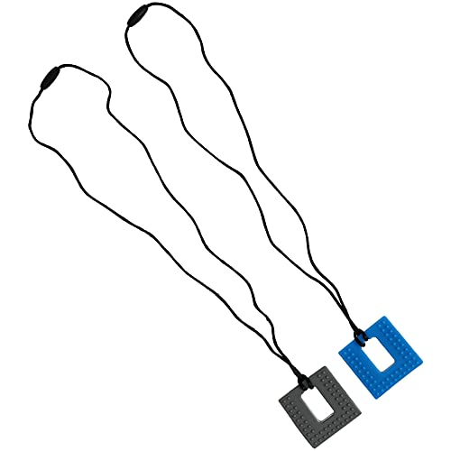 POPETPOP 2pcs Chew Necklace for Baby Boys and Girls Silicone Teething Necklace Twist Pendants for Mom to Wear Chewy Jewelry Toys for Autism or Oral Motor Special Needs