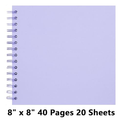 Remowith 8X8 Inch DIY Scrapbook Photo Album, Kraft Blank Paper Scrap Book 40 Pages Memory Book for Wedding Family, Light Purple