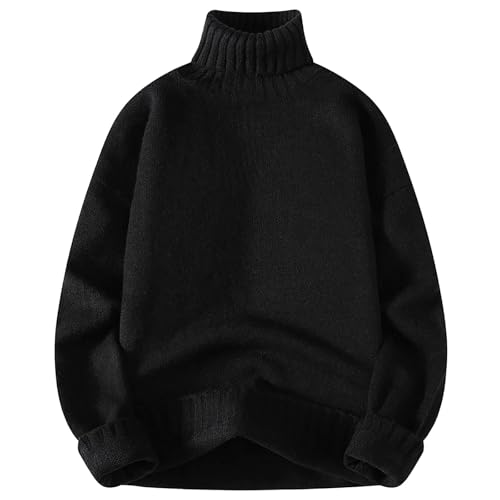 Muscularfit Thick Turtleneck Sweaters for Men 2024 Trendy Solid Long Sleeve Sweater Slim Fit Knitted Pullover Causal Pullover