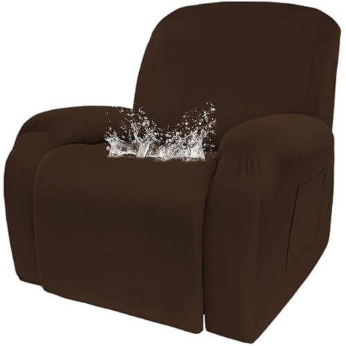 CLGTY 6 分割タイプ リクライニングソファーカバー 2人掛け, 撥水 スパンデックス 電動 リクライニングチェア ソファーカバー 付 サイドポケット 弾力 ソファーカバー 洗える 用 リビングルーム-ディープコーヒー-2人掛け