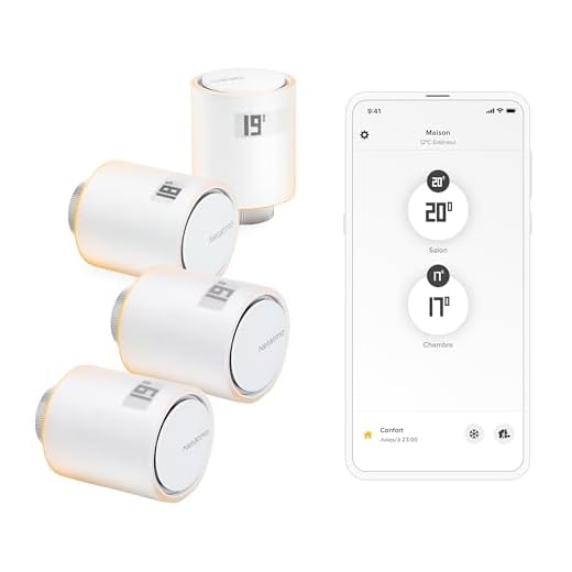 Netatmo Pack 4 Verbundene und Intelligente Thermostatköpfe, Zubehör für Verbundene und Intelligente Thermostate, Thermostatventile für Heizkörper, NBU-4-NAV-EU