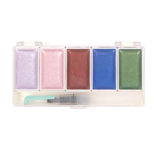 Craftelier - Set of 5 Vintage Metallic Watercolor Colours + Brush with Water Tank