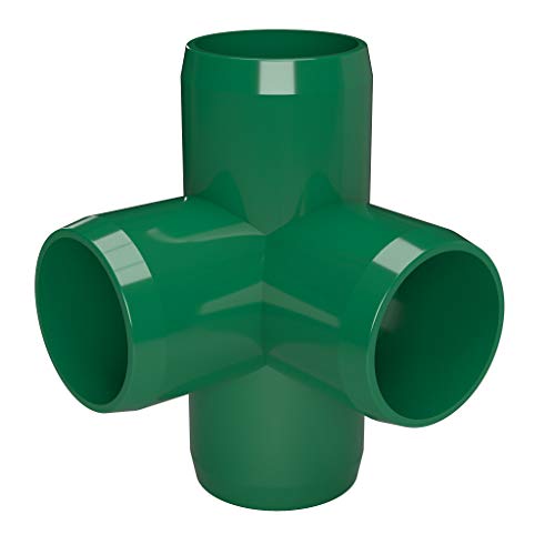 Formufit 1/2 Inch 4-Way Pvc Tee, Furniture Grade, 1/2” Size Fitting, Green, Schedule 40 Pvc Pipe Connector, Made In Usa (Pack Of 10) #TOP3