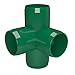FORMUFIT 1” 4-Way Tee Furniture Grade PVC Fitting in Green, Made in USA, UV-Resistant, Impact-Proof, 1.315” Actual Socket Diameter (Pack of 4) - F0014WT-GR-4