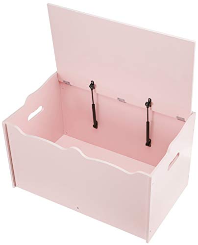 Amazon Basics Kids Wooden Toy Storage Chest with Safety Lid, Spacious Organizer for Bedroom, Pink, 30" x 18" x 19" view 4